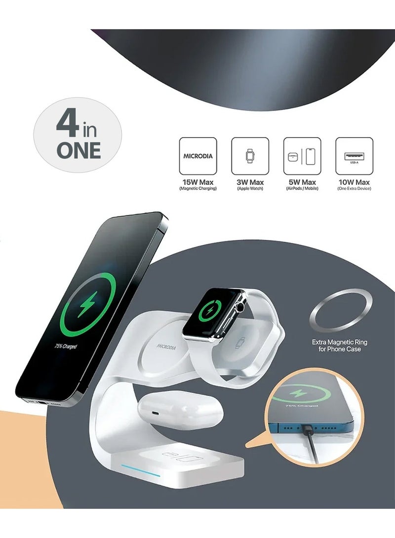 MICRODIA 【Microdia】 SNAPStation™ Curve 5-in-1 Magnetic Wireless Charging Station - 15W Fast Charge Dock for iPhone 15/14/13/12, Apple Watch & AirPods - - Image 3